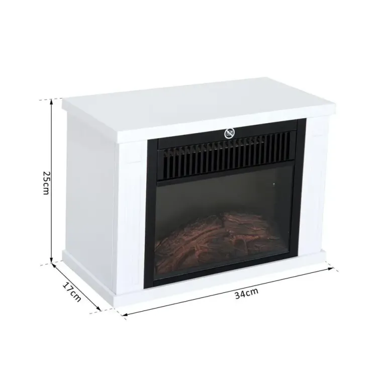 Elektrisk Kamin med LED-Flamma 1200 w, Vit