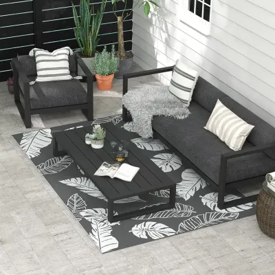 Utomhusmatta Plastmatta Grå Vit av Plast 182 x 274 cm