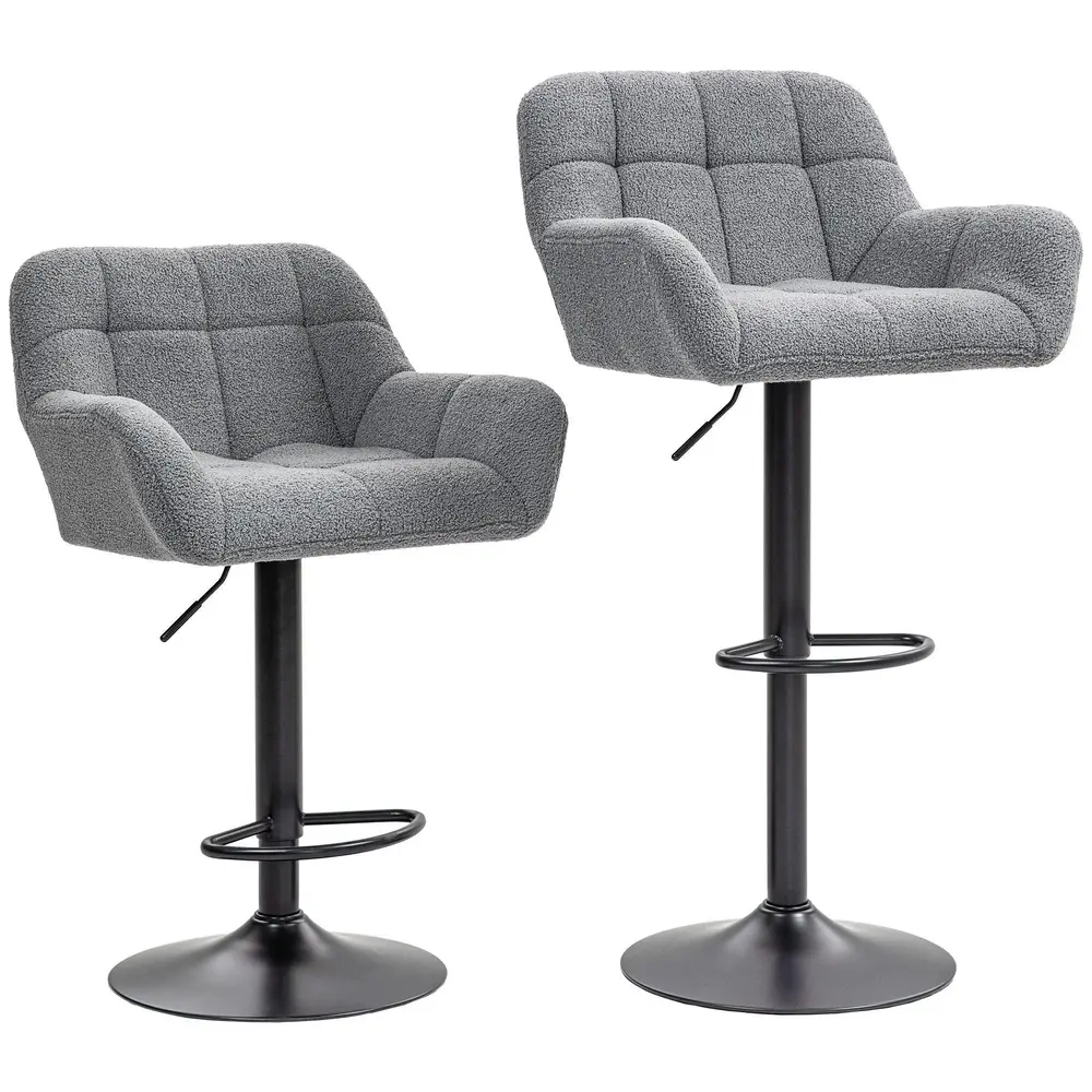 Set 2 Barstolar Retrodesign Höjdjusterbar Fleece