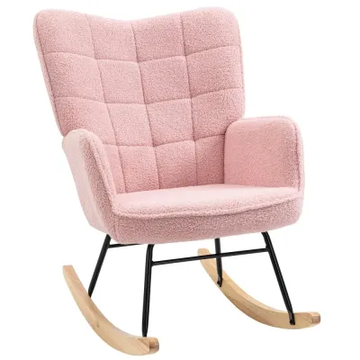 Gungstol i Retrodesign med Berberfleece Rosa