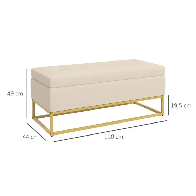 Bänk med Förvaringsutrymme Beige 110 x 44 x 49 cm