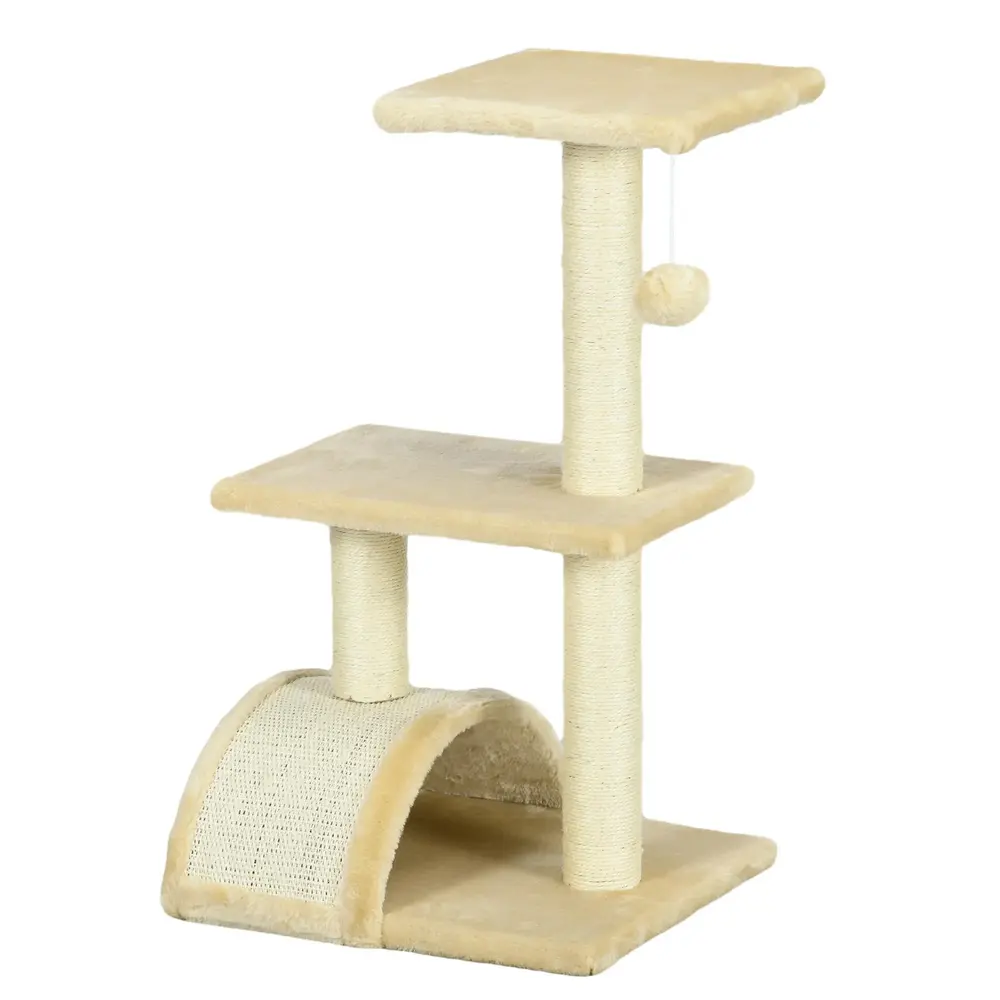 Klösträd med Plyschbollar Sisalstolpar Plattform 72 Cm
