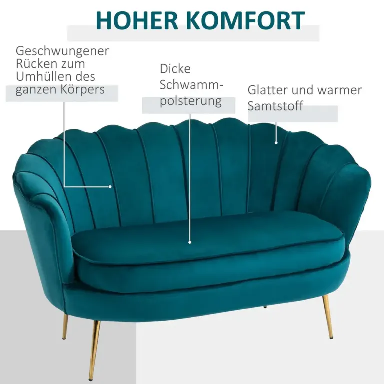 Soffa Loveseat 2-Sits Mörkgrön 130 x 77 x 77 cm