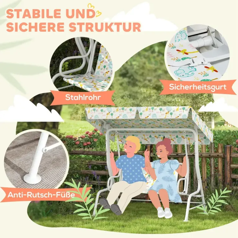 Barnhammock 2-Sits med Soltak, Vit