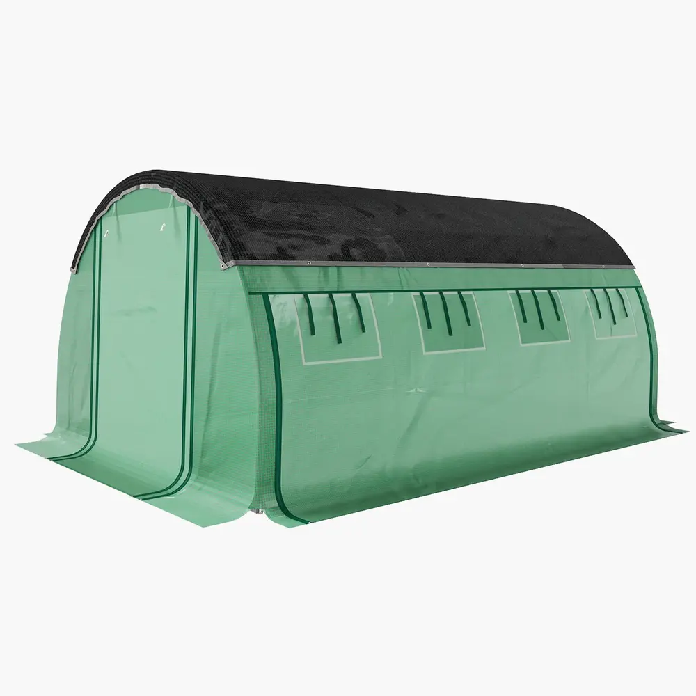 Växthus Filmtunnel 8 Fönster Grön av PE 4 x 3 x 2 m