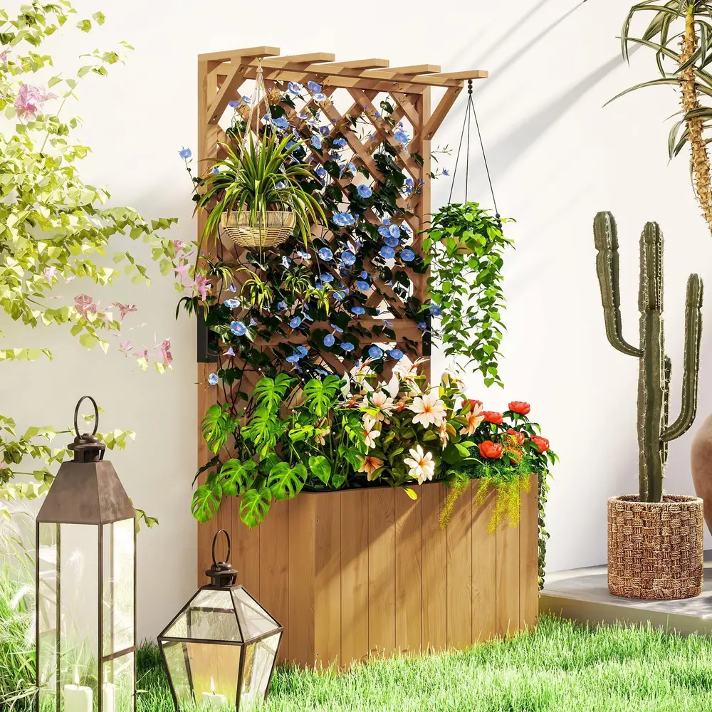 Odlingskrage Planteringslåda Blomkruka Växtlåda med Spaljé B