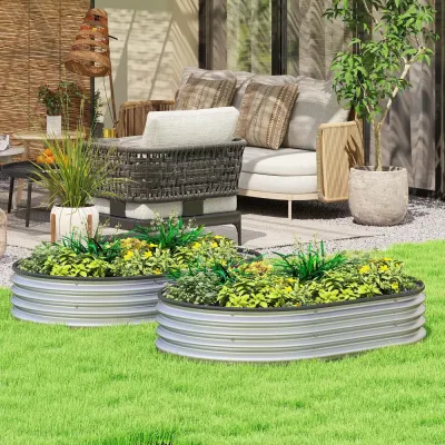 Odlingskrage Metall 2-pack Oval Silver 135x90x30 cm