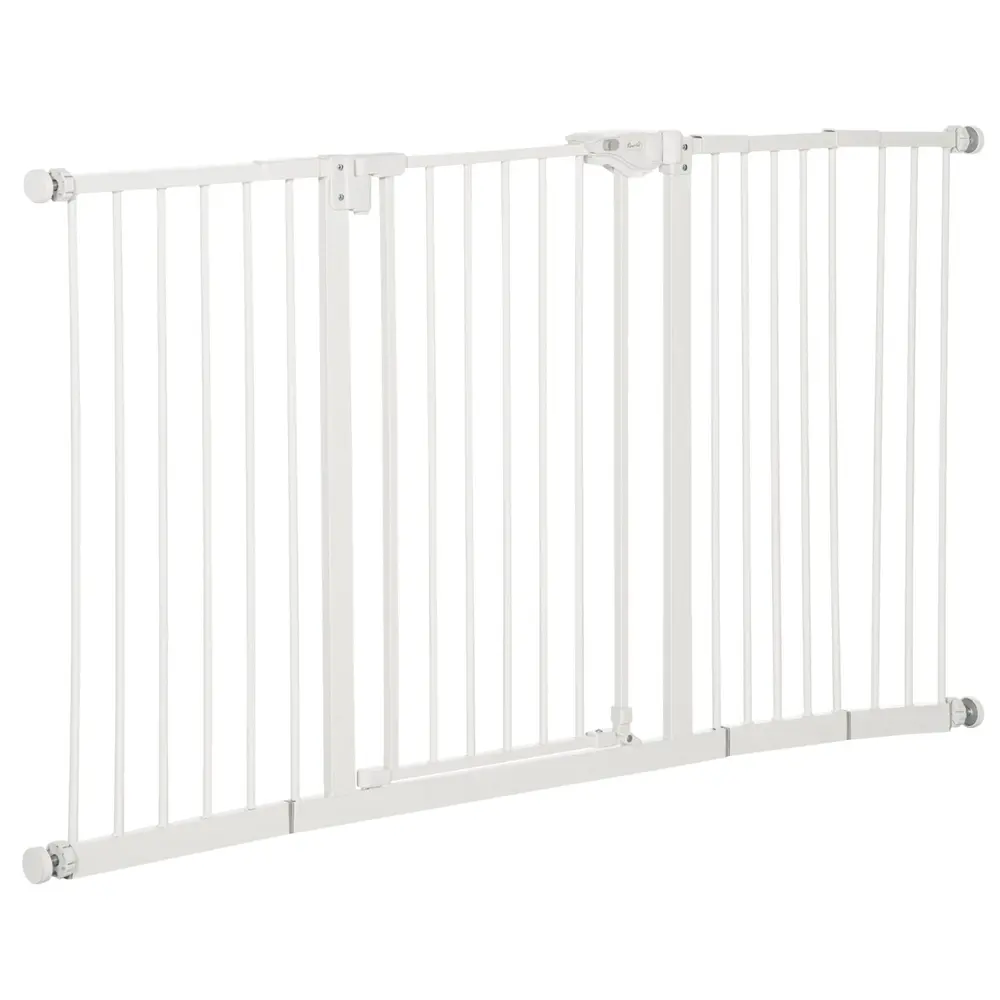 Säkerhetsgrind Hundgrind Vit av Metall för 74-147,5 Cm