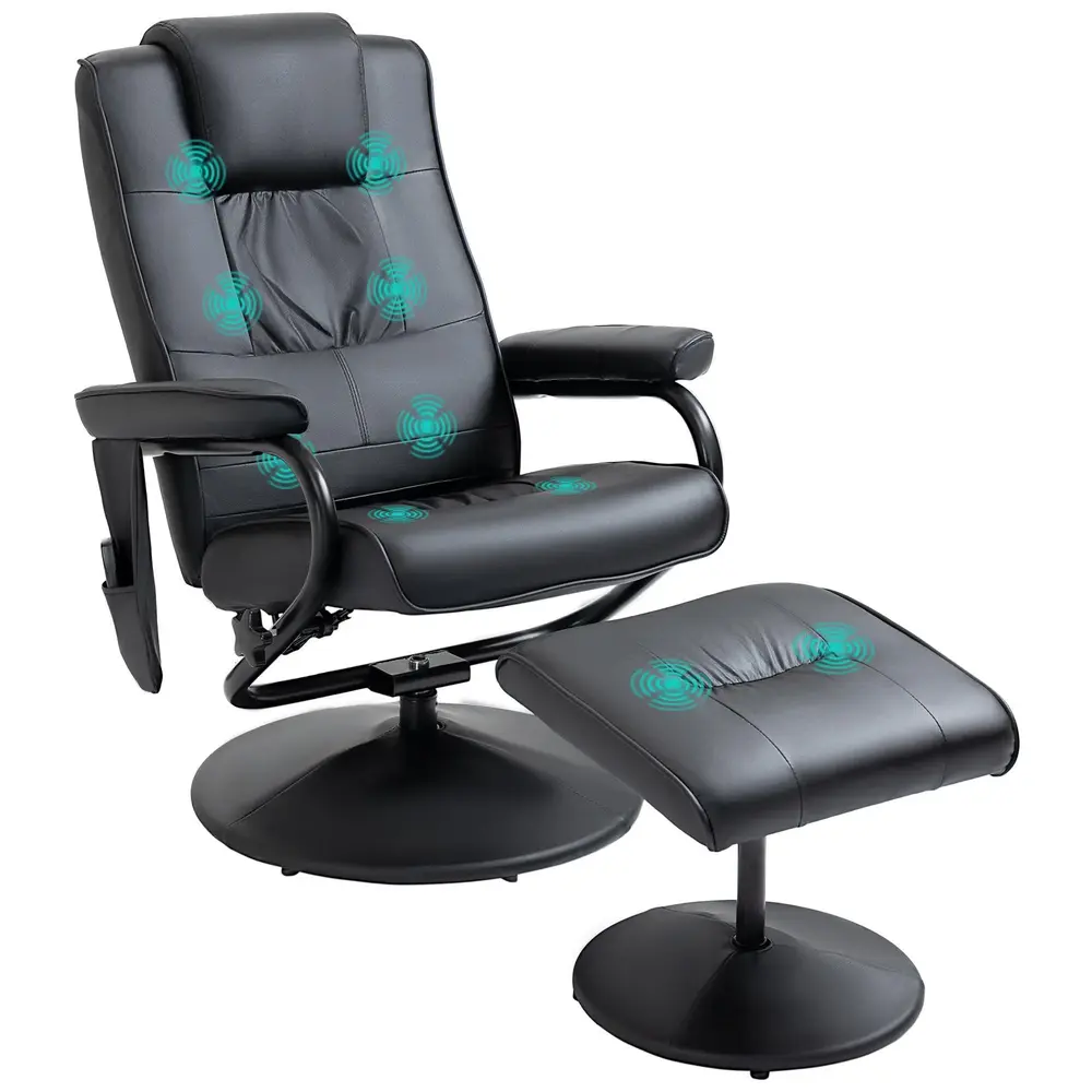 Massagestol med Pall Vridbar Vilstol med Massagefunktion