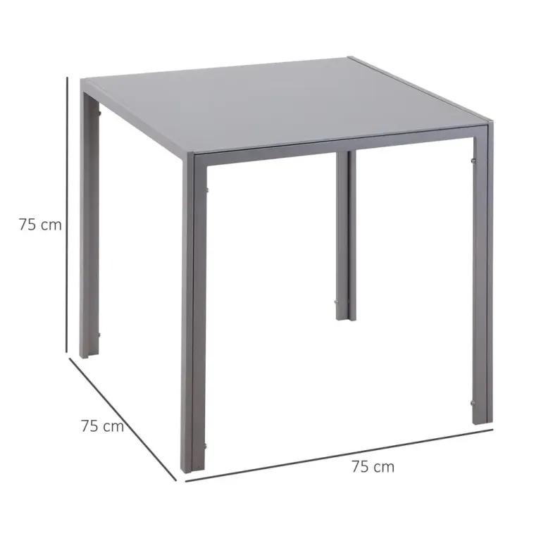 Kvadratiskt Matbord med Glasskiva 75 x 75 x 75 cm, Grå