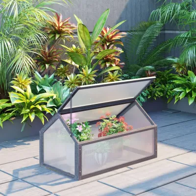 Drivbänk Miniväxthus Kallram med Lock Grå 90 x 52 x 49,5 cm