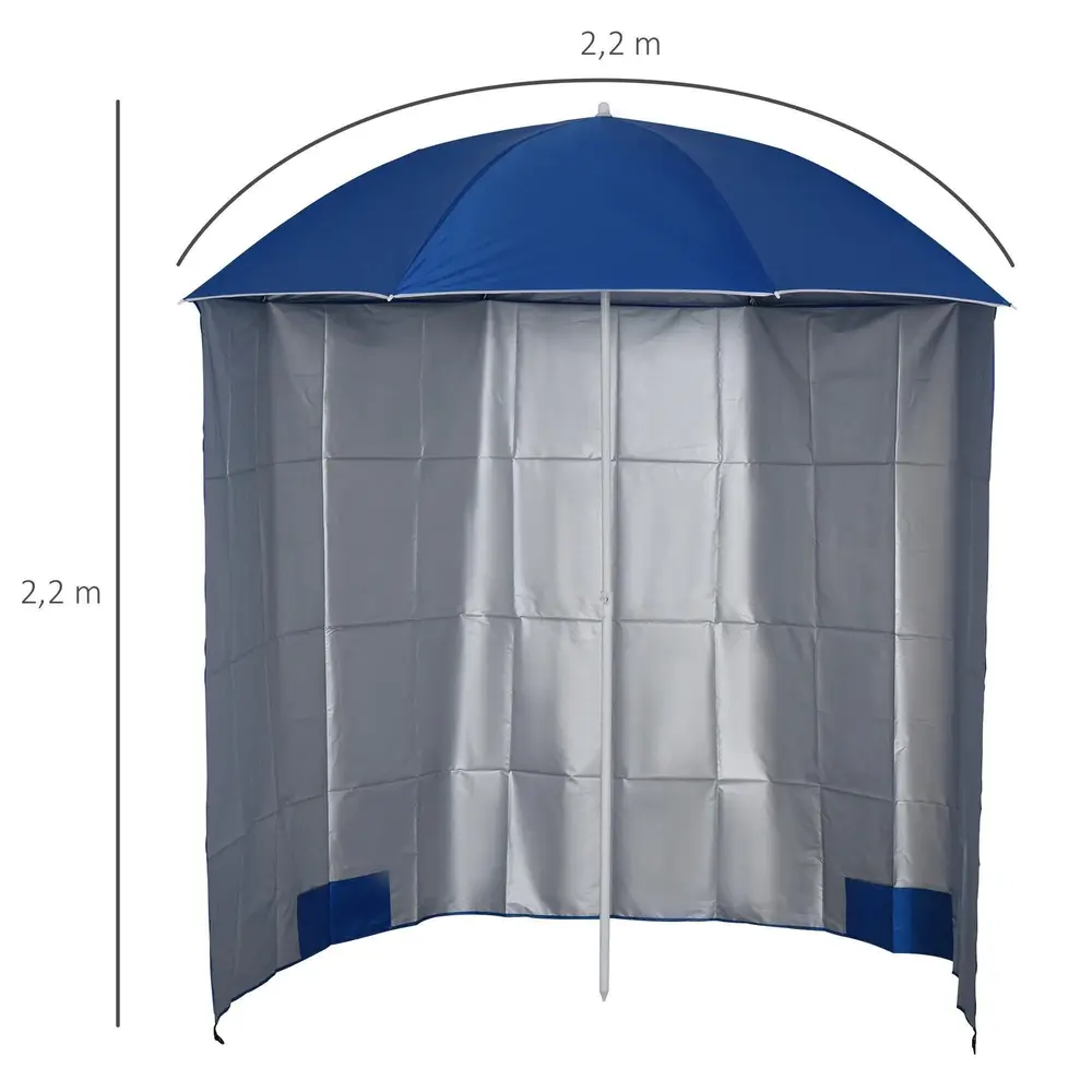 Strandparasoll med Sidoväggar Vindskyddat 2,2 x 2,2 M