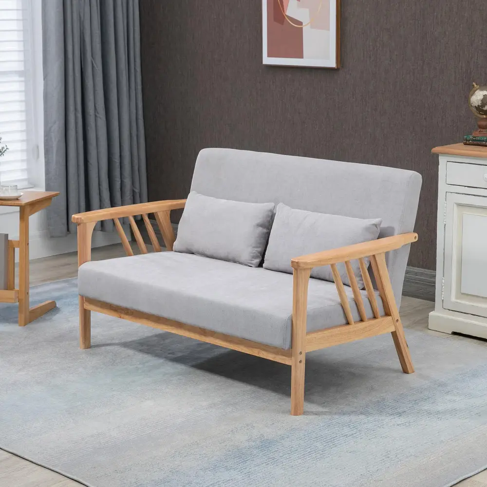 Soffa Loveseat 2-Sits Grå av Tyg 130 x 75 x 78 cm