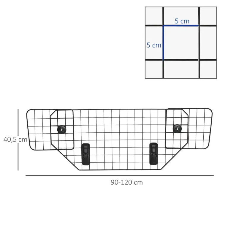 Universell Hundgrind för Bil Justerbar Metall 90–120 cm Hundgaller