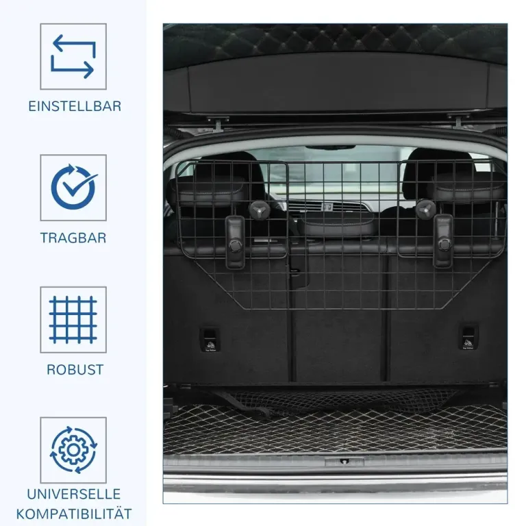Universell Hundgrind för Bil Justerbar Metall 90–120 cm Hundgaller