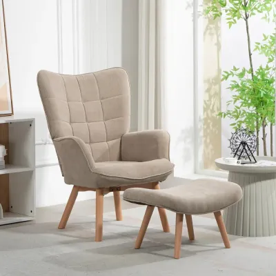 Vingstol Fåtölj Brun av Manchesterlook och Trä Relaxstol