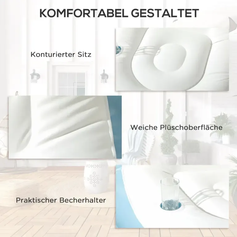 Uppblåsbar Soffa Luftsoffa Vit och Hem Stol Fotpall