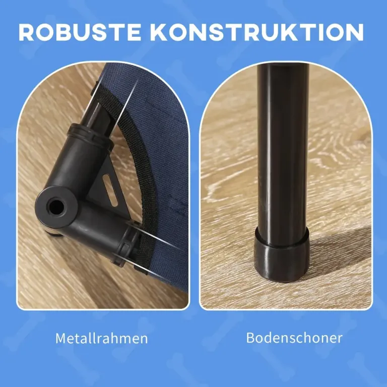 Upphöjd Hundbädd med Soltak Mörkblå 122 cm Hundsäng Vikbar