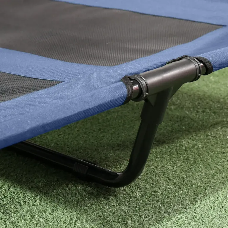 Upphöjd Hundbädd med Soltak Mörkblå 122 cm Hundsäng Vikbar