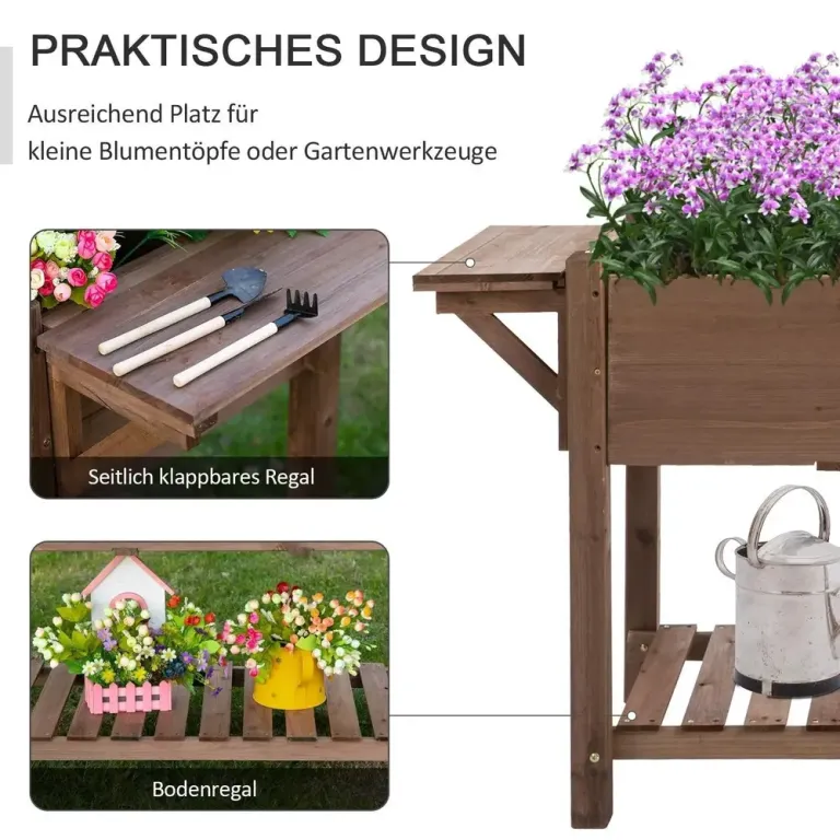 Upphöjd Odlingskrage Planteringslåda med Spaljé Trä