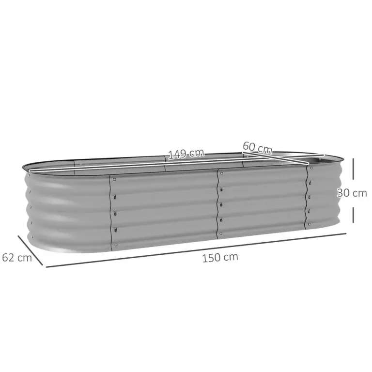 Upphöjd Planteringslåda Odlingslåda Silver 150 x 62 x 30 cm