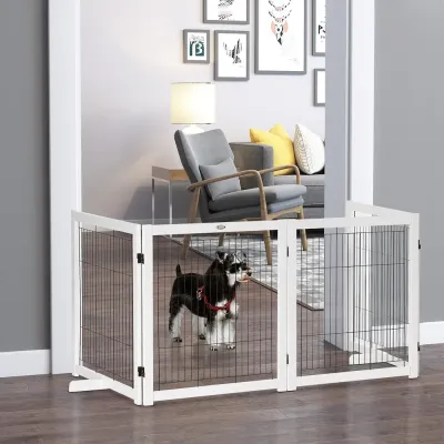 Hundgrind i 4 Sektioner Vikbar 305 x 35,5 x 82 cm