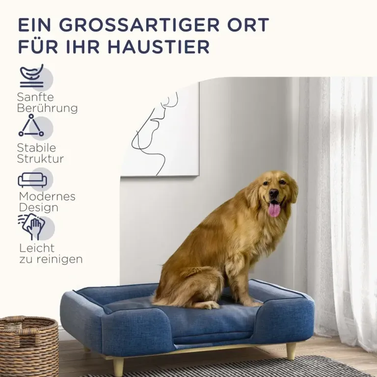 Hundsäng Hundsoffa Mörkblå av Polyester 96 x 66 x 24 cm