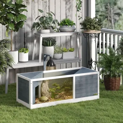 Sköldpaddshus Terrarium med Två Huvudhus 120 x 50 x 40 cm