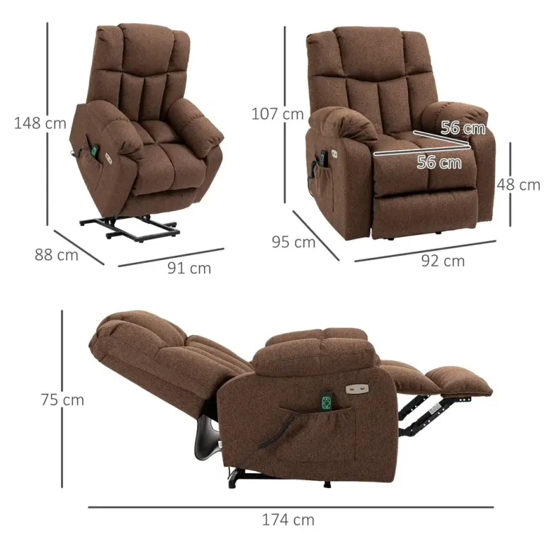 Elektrisk TV-Stol med Uppresningshjälp 92 x 95 x 107 cm