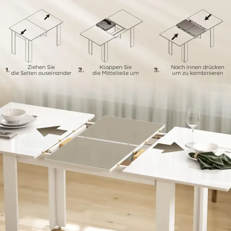 Utdragbart Matbord för 4-6 Personer i 120 Platsbesparande Design