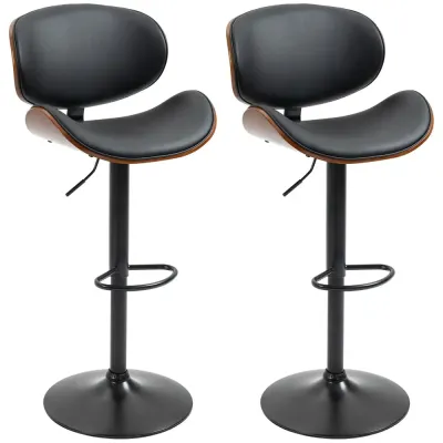 Barstolar Köksstolar Set om 2 Svart 53 x 52 x 92-112 cm