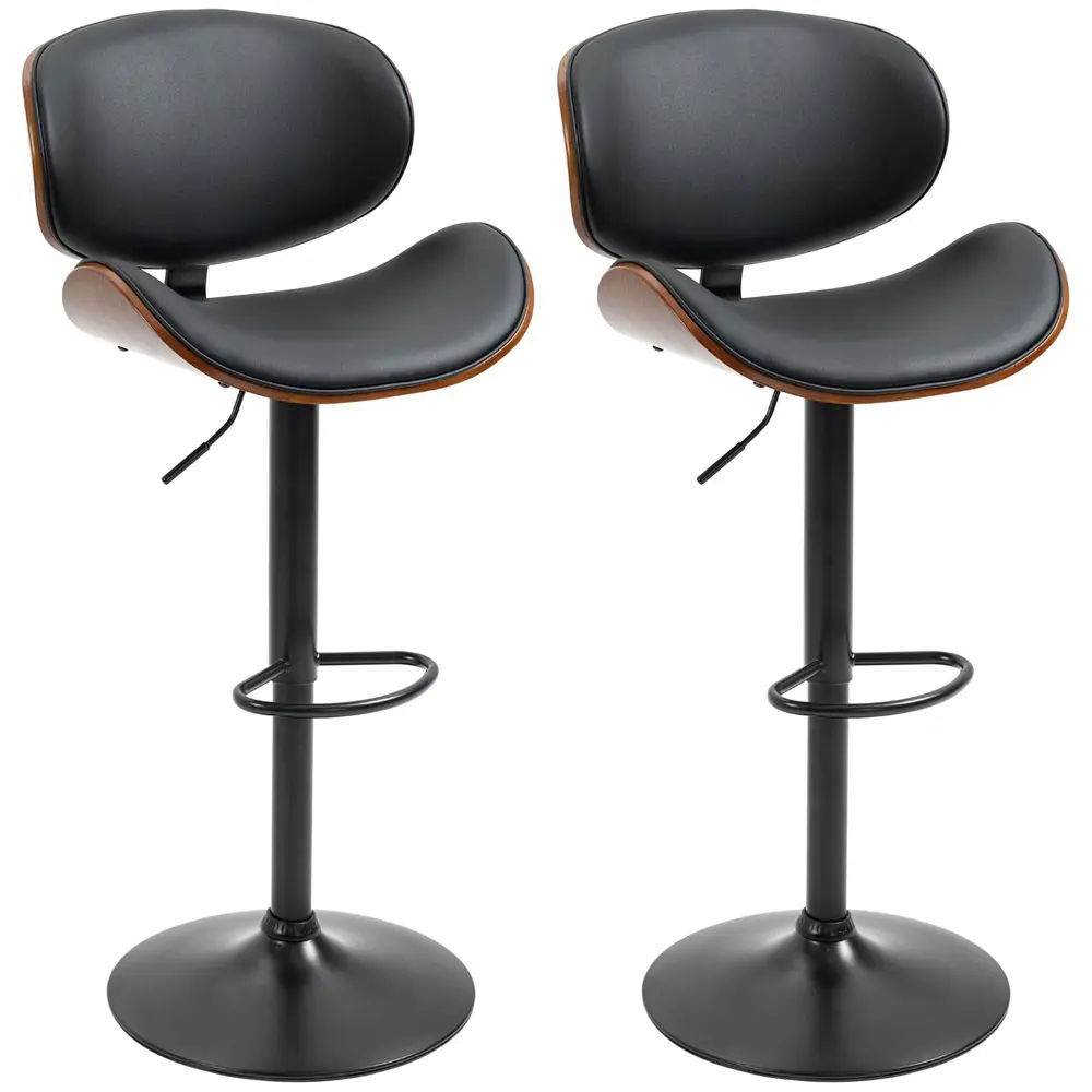 Barstolar Köksstolar Set om 2 Svart av 53 x 52 x 92-112 Cm