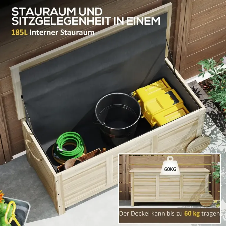 Utomhusförvaringslåda 185 l med Hjul 110x50x50 cm