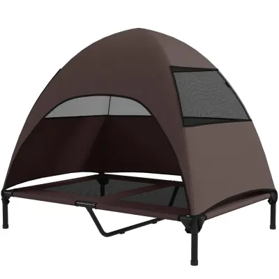 Utomhushundsäng med Tak Upphöjd Säng för 106x76x99 cm