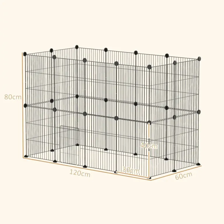 Utomhusinhägnad Smådjursbur med Dörr Svart Modulär Design Stål