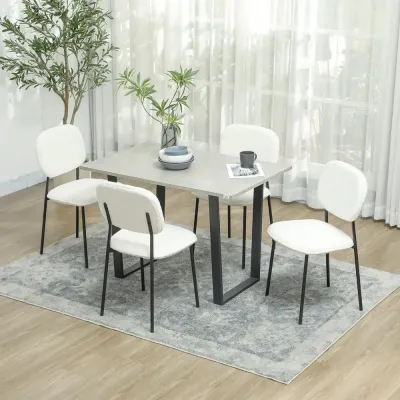 Set 4 Matstolar med Mjuk Tygklädsel Stålben och Armlös