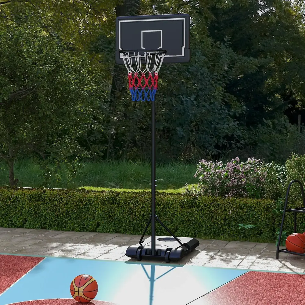 Basketkorg Basketstativ Svart Röd av Metall 220-250 cm