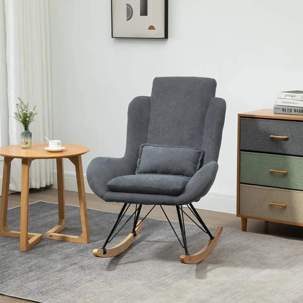 Gungstol med Fotstöd Läsfåtölj i 75 x 95 x 110 Cm