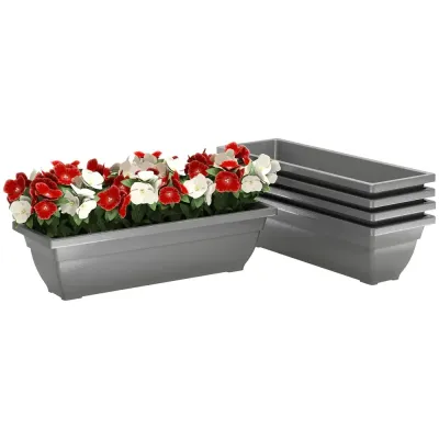 Blomkrukor Planteringskrukor Set 5 Grå 59 x 21 x 16 cm