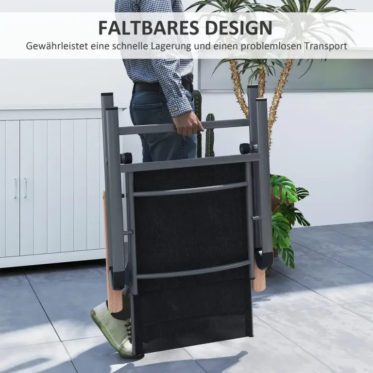 Trädgårdsstol Altanstol Hopfällbar Svart 60 x 73 x 108 cm