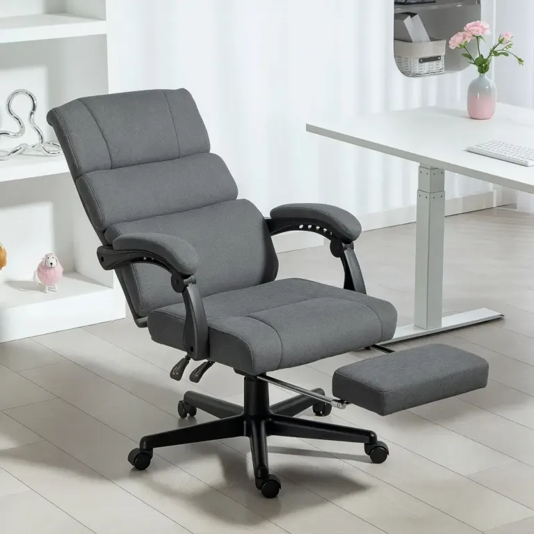 Vadderad Kontorsstol med Svankkudde Nackstöd Ergonomisk Fotstöd