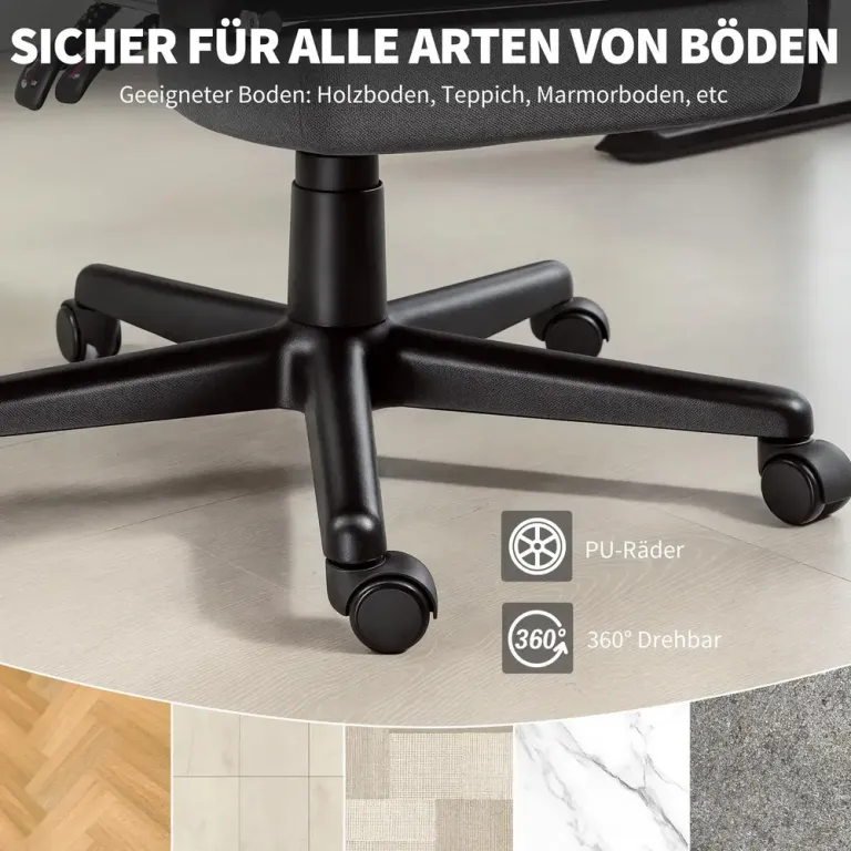 Vadderad Kontorsstol med Svankkudde Nackstöd Ergonomisk Fotstöd