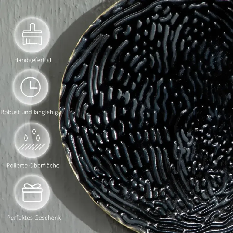 Väggdekoration i Metall 3d Konstverk, Svart Metallkonst Cirklar Guld