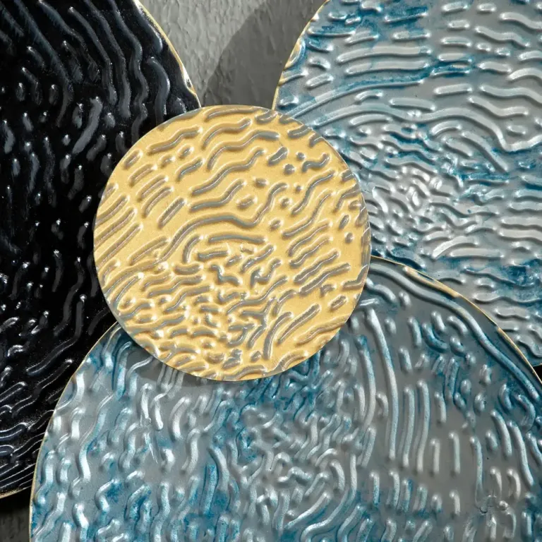 Väggdekoration i Metall 3d Konstverk, Svart Metallkonst Cirklar Guld
