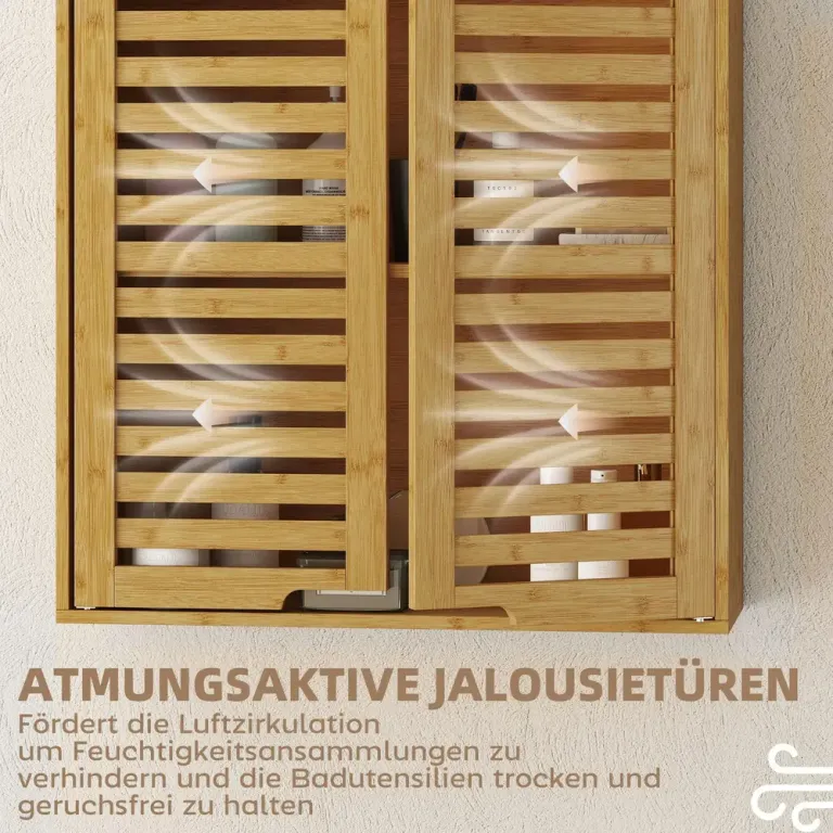 Väggskåp Badrum Naturfärgad Bambu Hängande Skåp