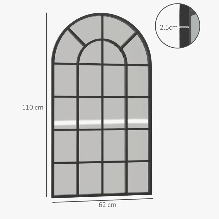 Väggspegel Hallspegel Svart av Glas och Metall Fönsterlook