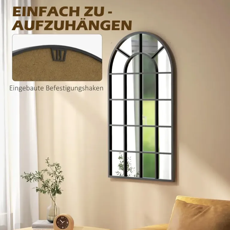 Väggspegel Hallspegel Svart av Glas och Metall Fönsterlook