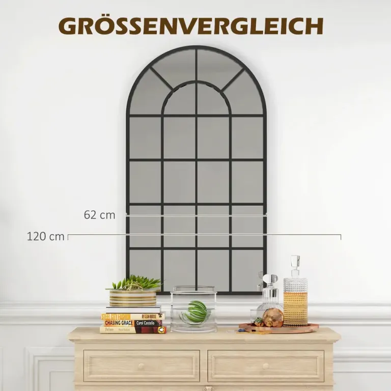 Väggspegel Hallspegel Svart av Glas och Metall Fönsterlook