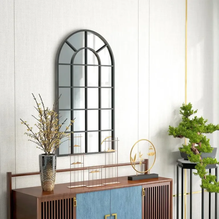 Väggspegel Hallspegel Svart av Glas och Metall Fönsterlook