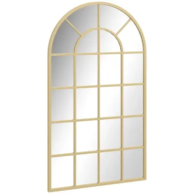 Väggspegel i Fönsterdesign med Metallram, Guld Fönsterlook